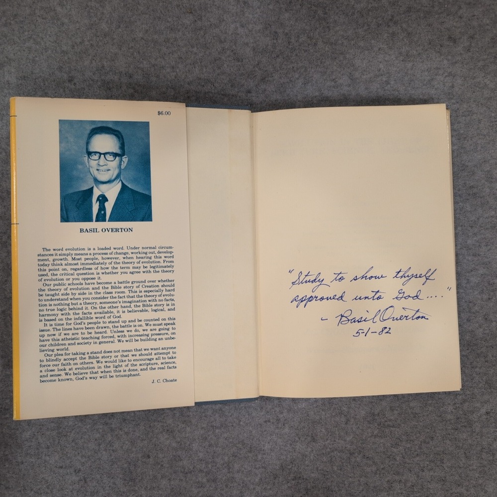 Evolution in the Light of Scripture Science and Sense, Basil Overton 1981 Signed - Picture 3 of 5